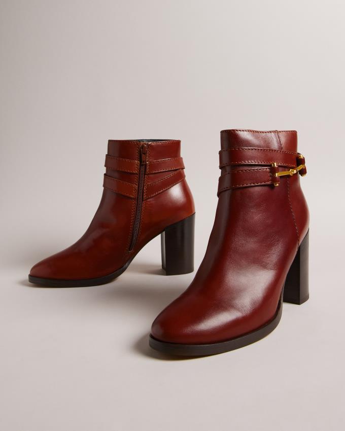 Bottines Ted Baker T Hinge Leather Marron Femme | JKN-30670173